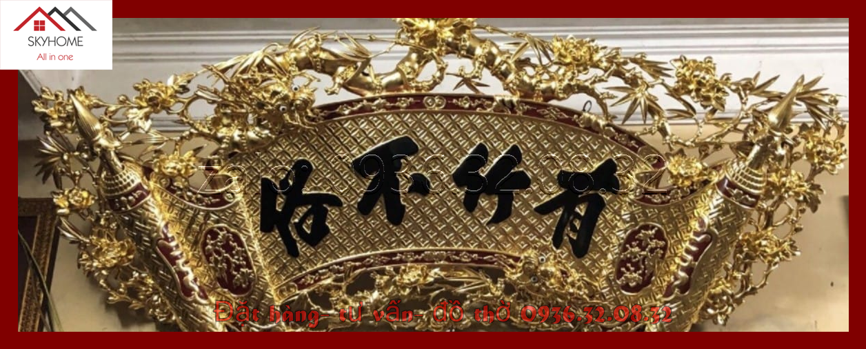 Hoành phi gỗ phòng thờ chữ "Hữu trúc bất tục"